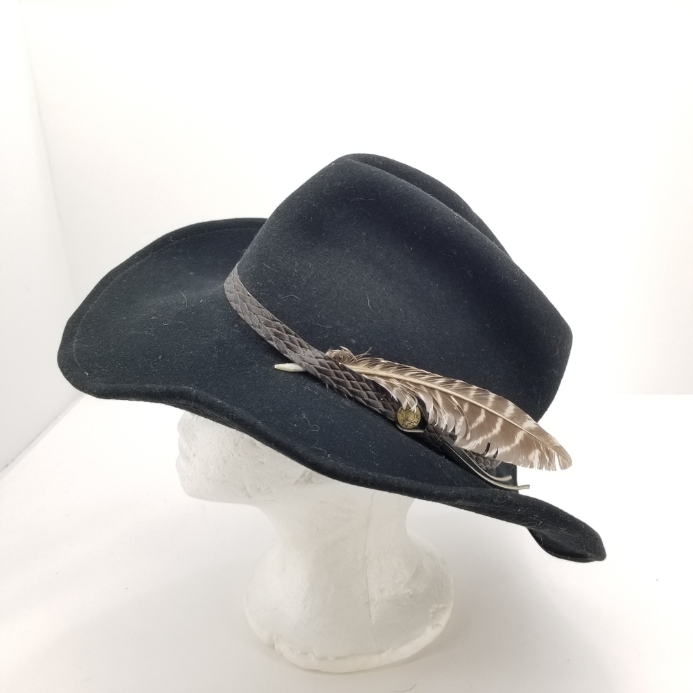 B55 Lite Felt  Mens 100% Wool Felt Crushable Hat Size Medium w/Band Black